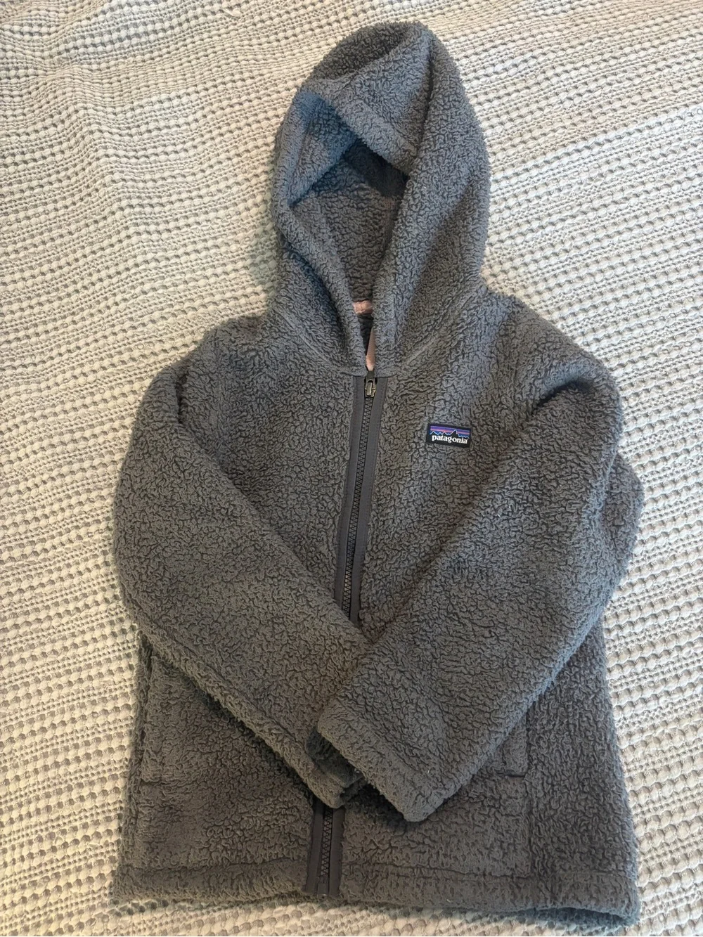 Patagonia Kids Gray Sherpa Hooded Zip Fleece
